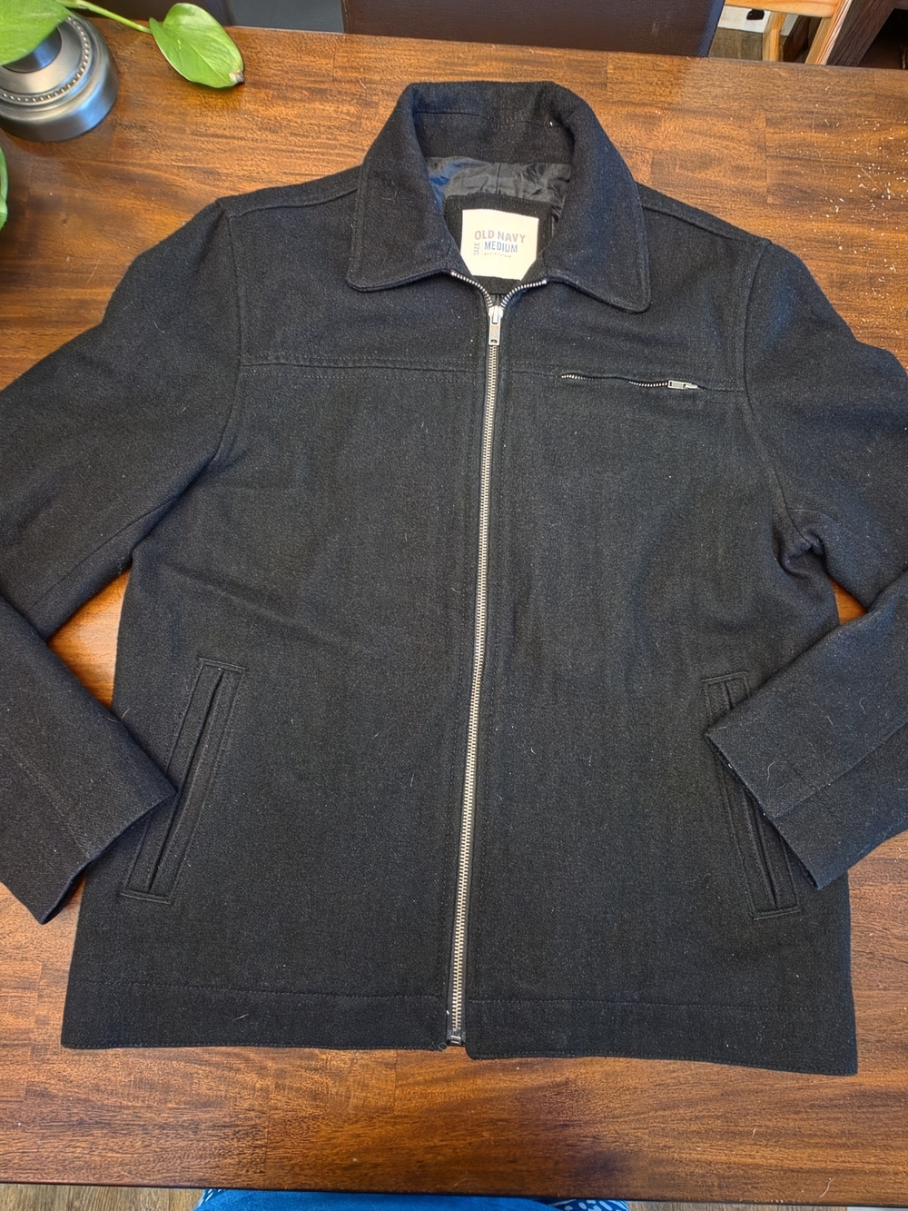 Old Navy Men's Black Wool Blend Harrington Jacket - Size Medium
